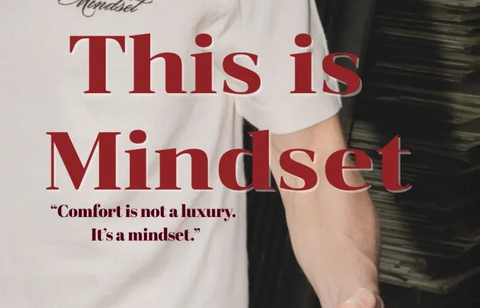 Close-up of the Mindset carbon brushed-cotton polo shirt, showcasing its texture and logo in a 'The Comfort Issue' magazine cover style.